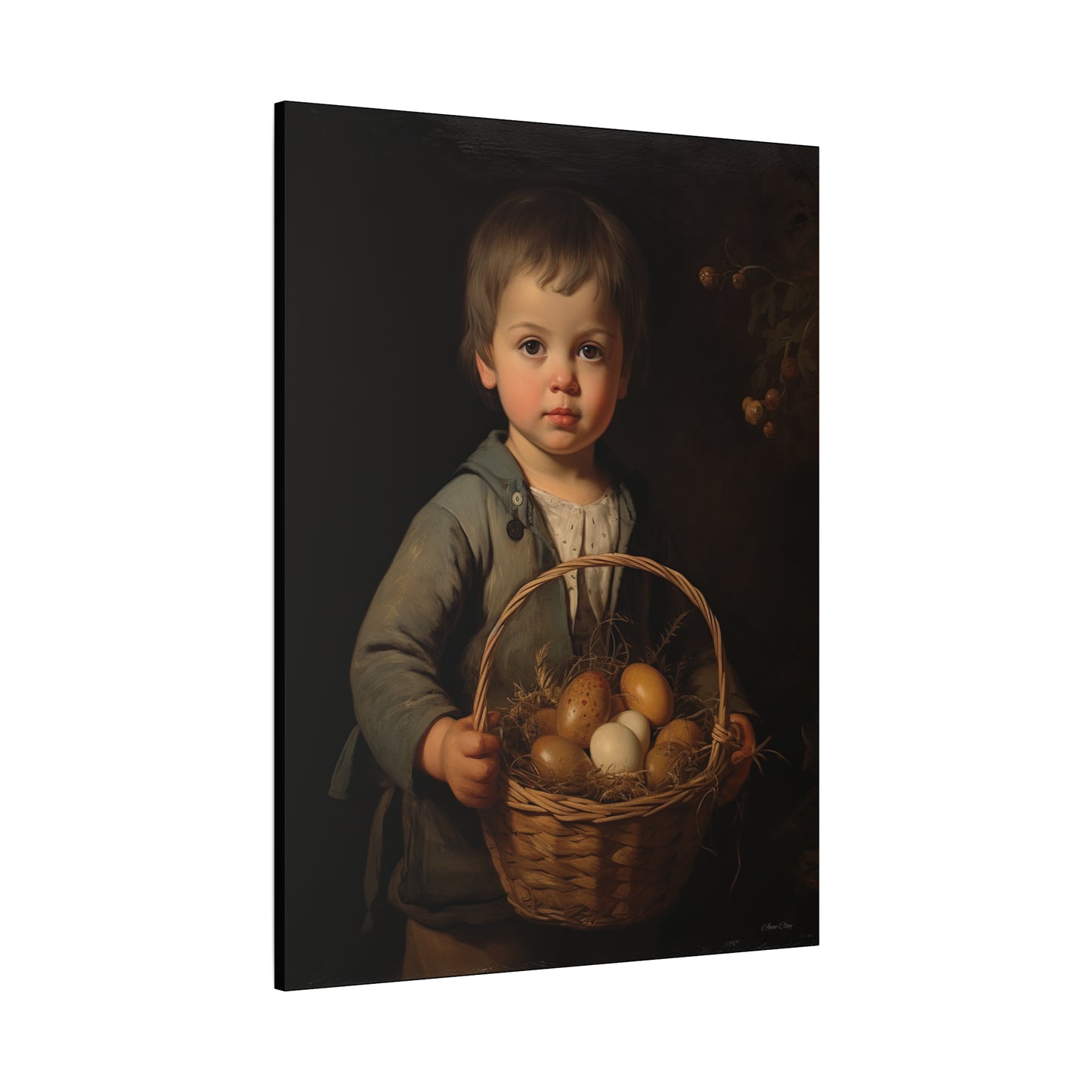Charming Kid's Art Canvas - Vintage Style Bunny & Eggs Design for Home Decor