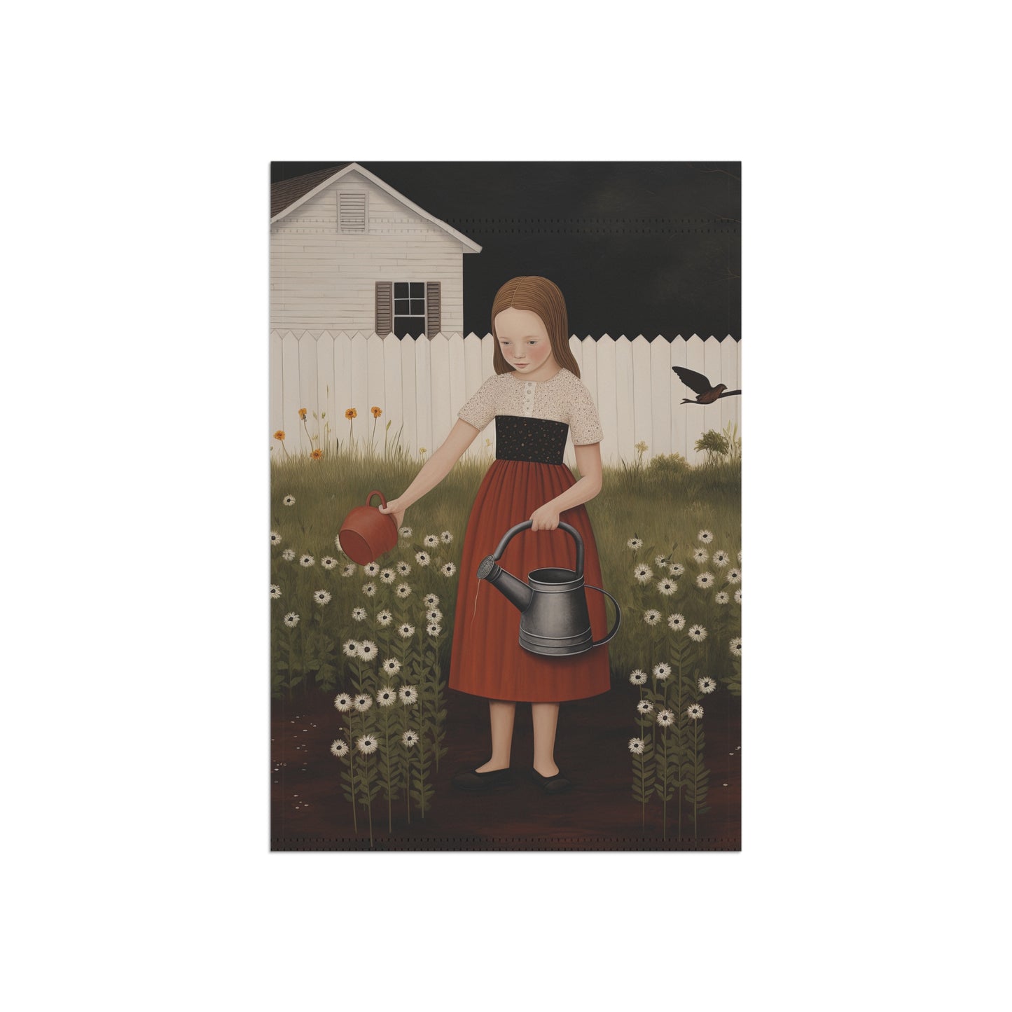 Watering Flowers Garden & House Banner