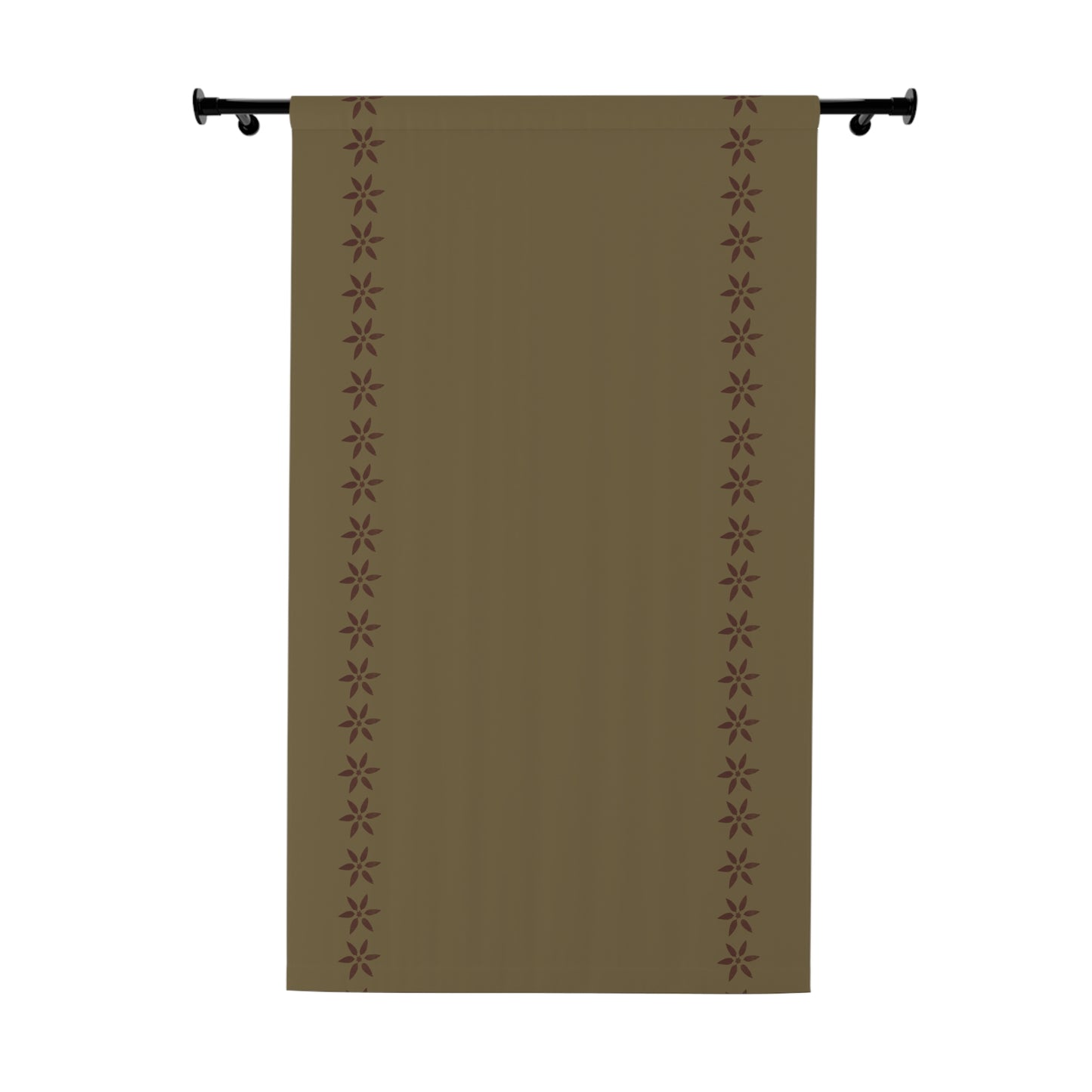 Red Petals on Taupe Window Curtains (1 Piece)
