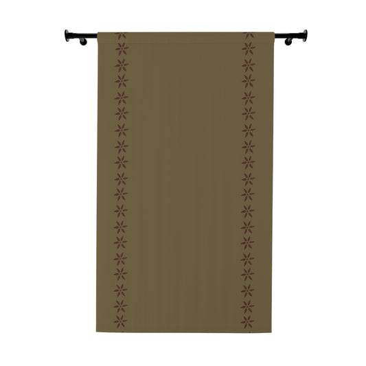 Red Petals on Taupe Window Curtains (1 Piece)