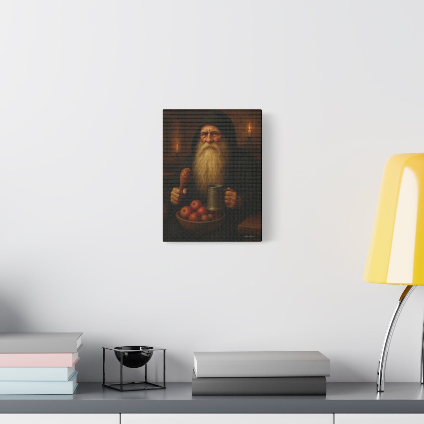 Rustic Canvas Wall Art: Wise Man with Feast