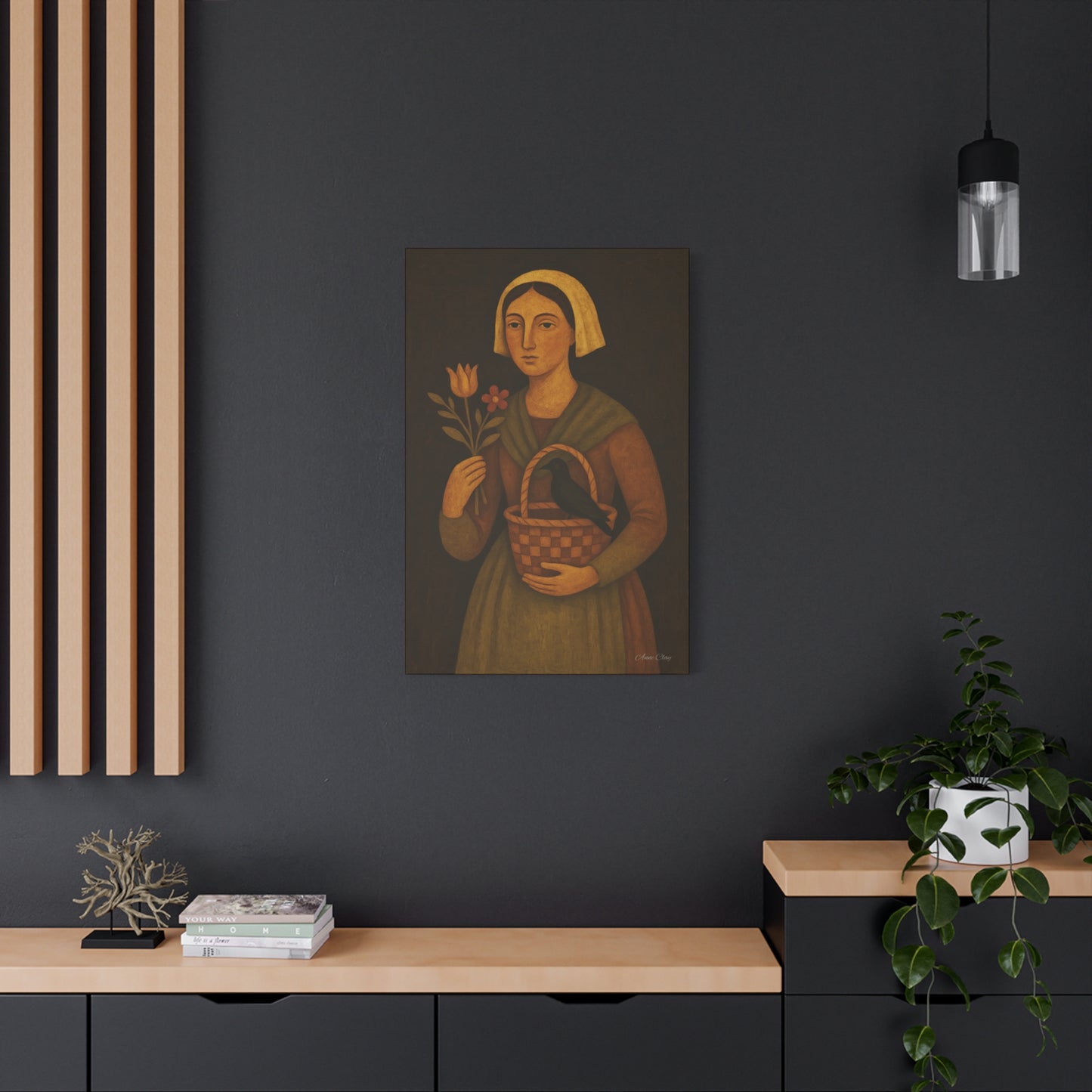 Vintage Woman with Flowers Canvas Art Print, Rustic Home Decor, Wall Art for Candlelit Rooms, Gift for Nature Lovers, Farmhouse Style, [...]