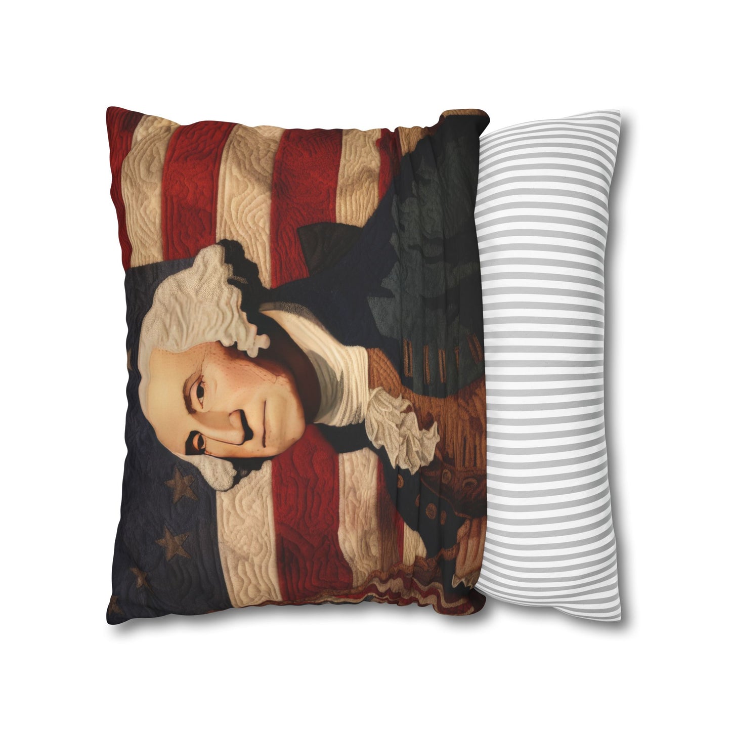 Faux Quilted George Washington Square Poly Canvas Pillowcase