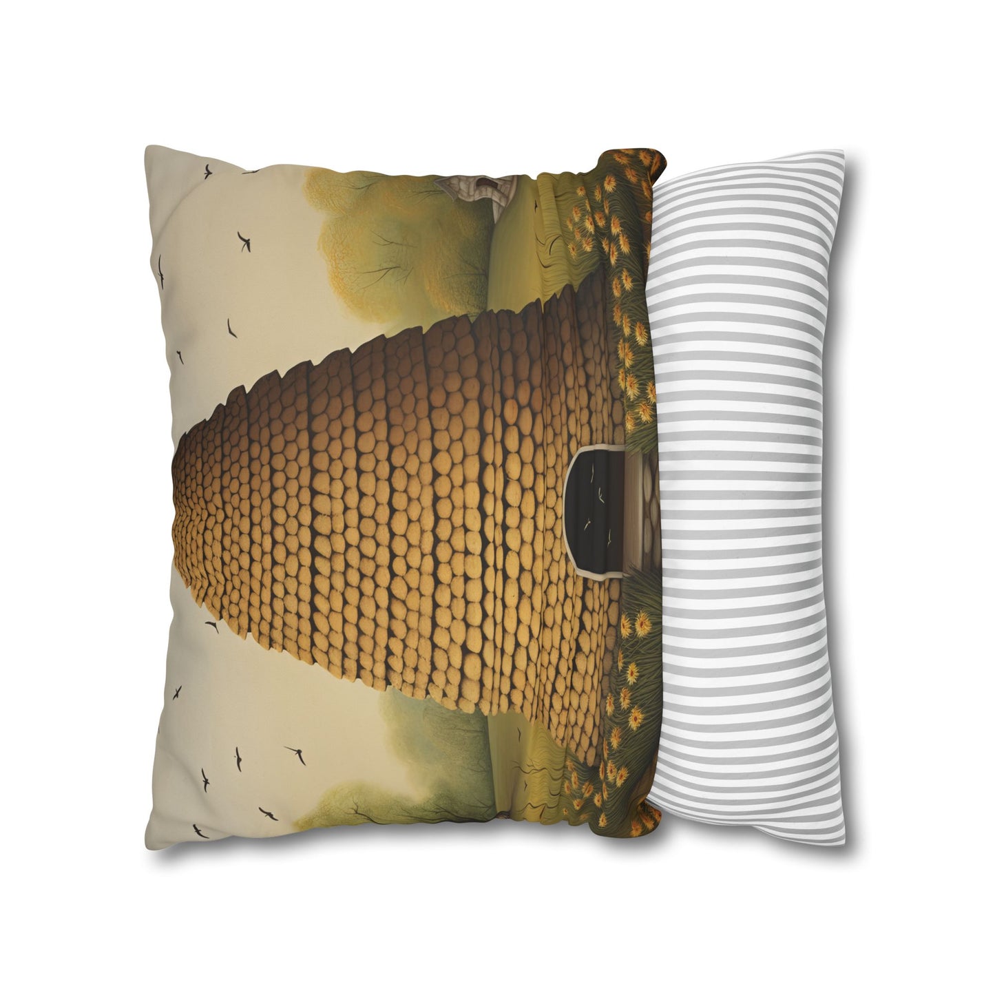 Beehive Art Pillowcase, Cozy Home Decor, Gift for Nature Lovers, Farmhouse Cushions, Eco-Friendly Pillow Cover, Boho Throw Pillow