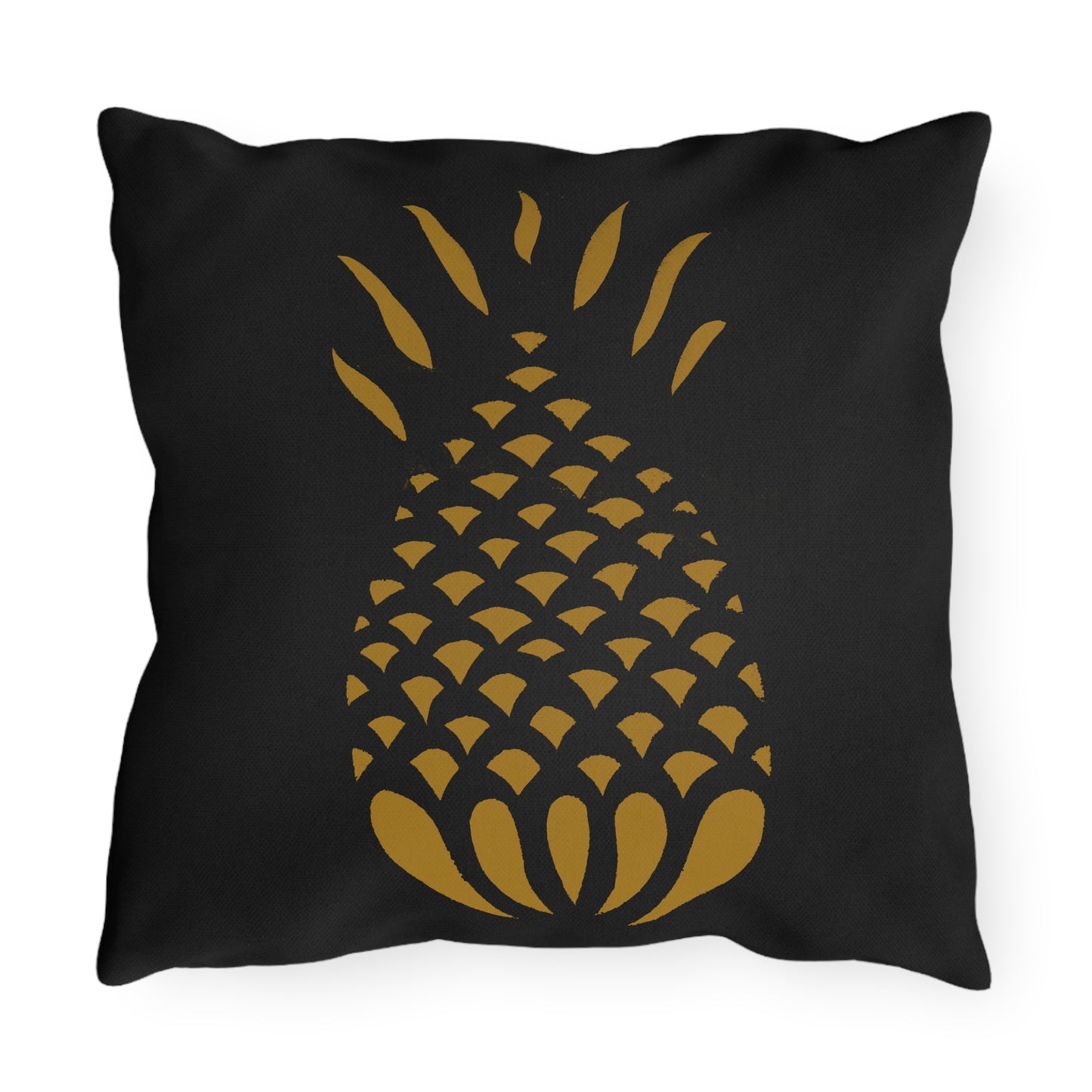 Mustard Pineapple on Black Outdoor Pillows