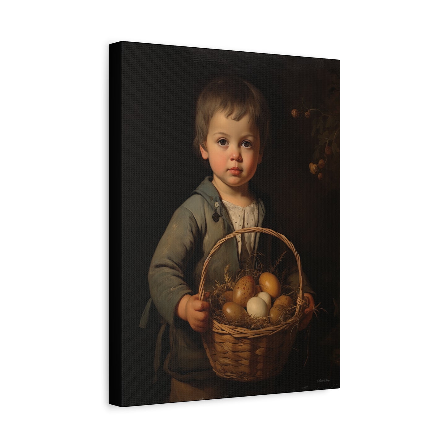 Charming Kid's Art Canvas - Vintage Style Bunny & Eggs Design for Home Decor