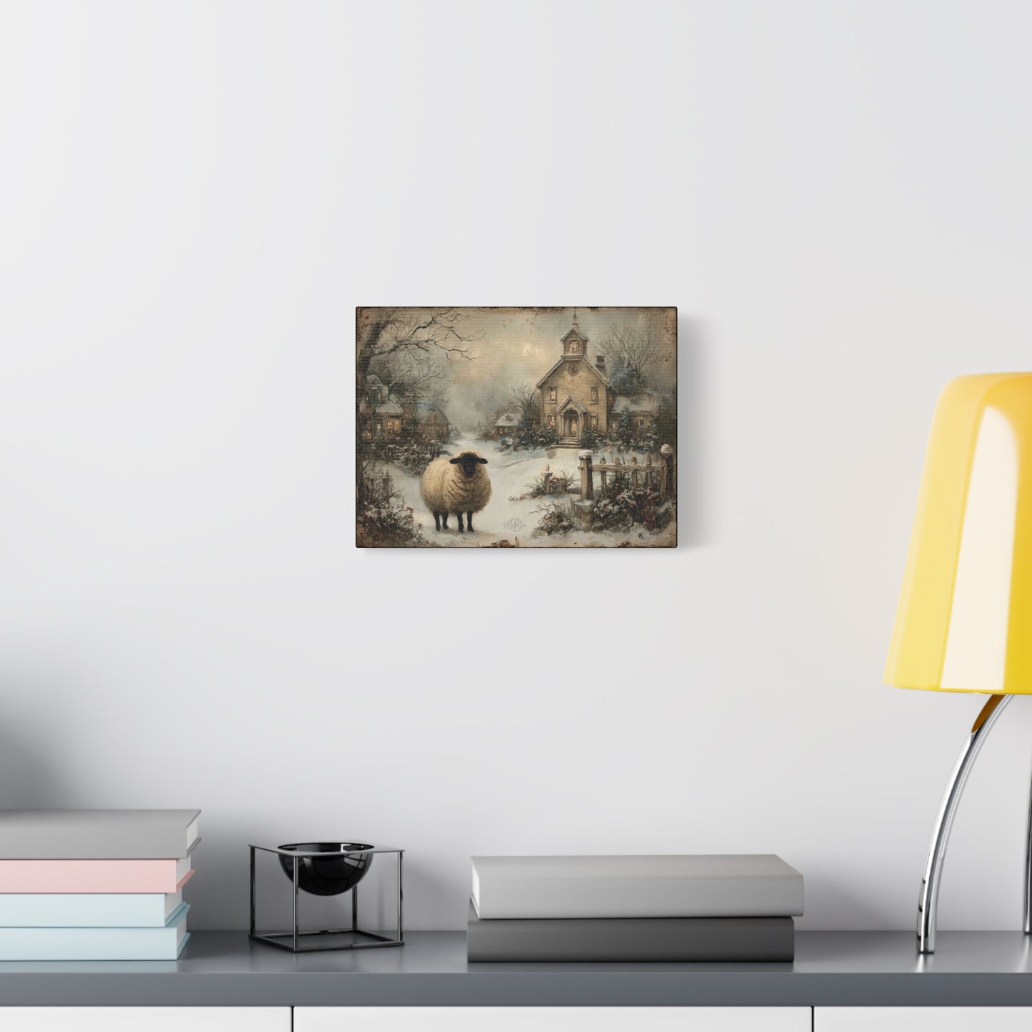 Winter Sheep Canvas Print, Cozy Home Decor, Farmhouse Wall Art, Rustic Living Room Accent, Holiday Gift Idea, Nature Artwork