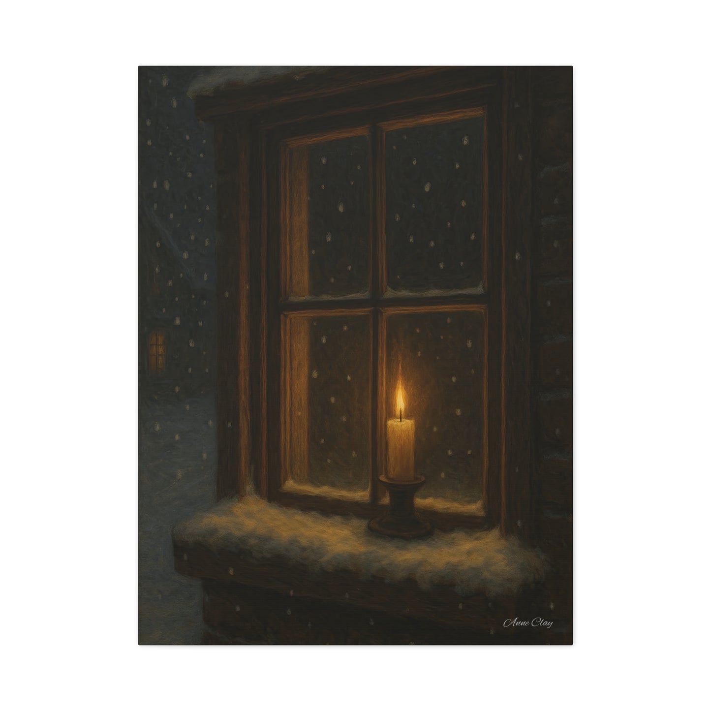 Light in the Darkness Candlelit Winter Scene Canvas Print Christmas, Holiday