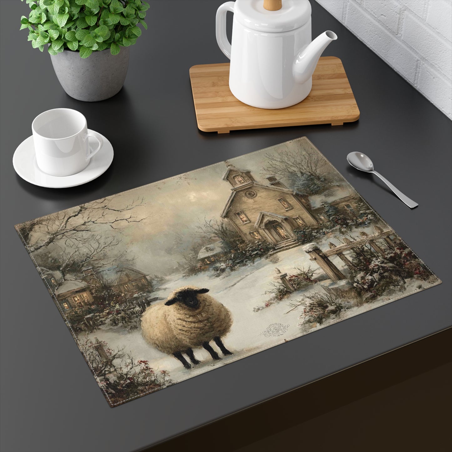 Cozy Winter Sheep Placemat | Rustic Farmhouse Decor, Holiday Table Setting, Dining Table Accessory, Gift for Animal Lovers, Kitchen Decor