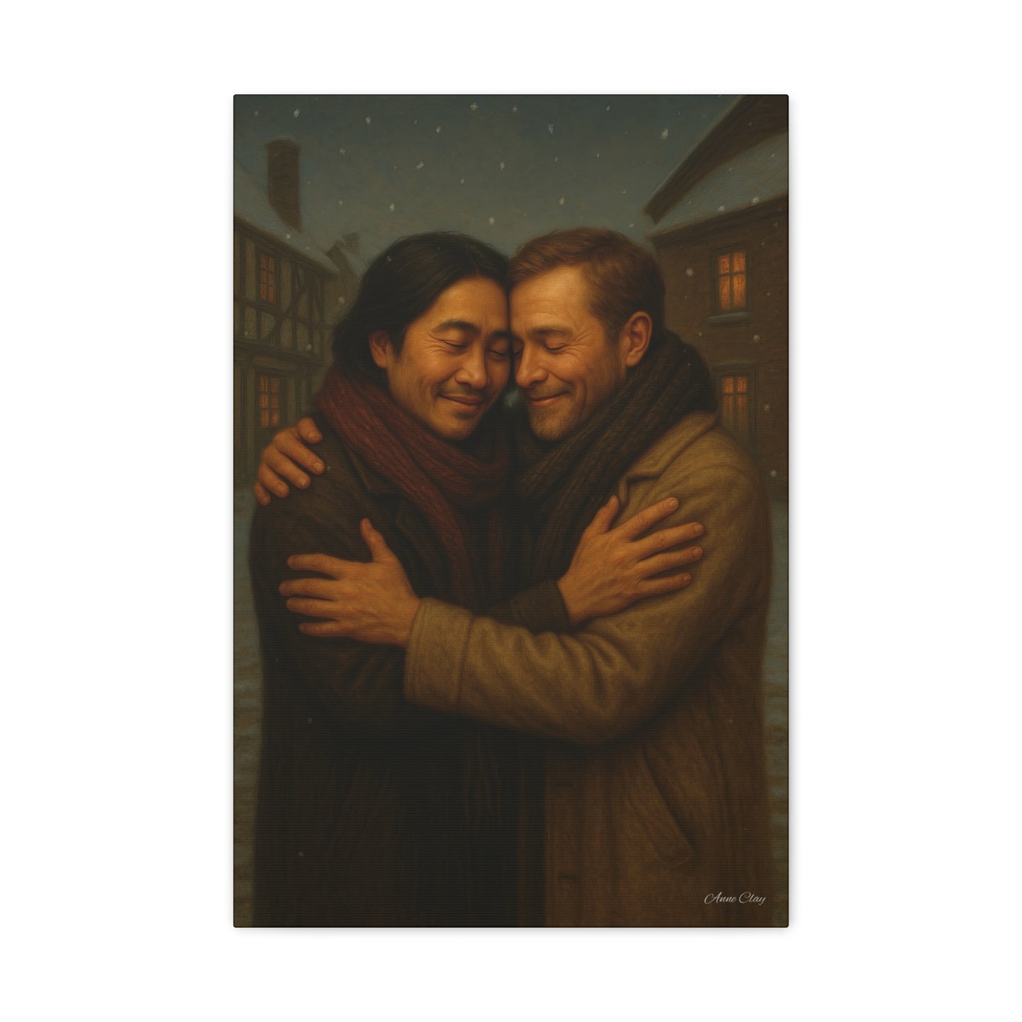 Spirit of Christmas, Brotherly Love Warm Embrace Canvas Art