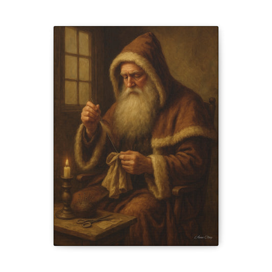 Santa Claus Canvas Art Print - Holiday Decor Sewing Santa