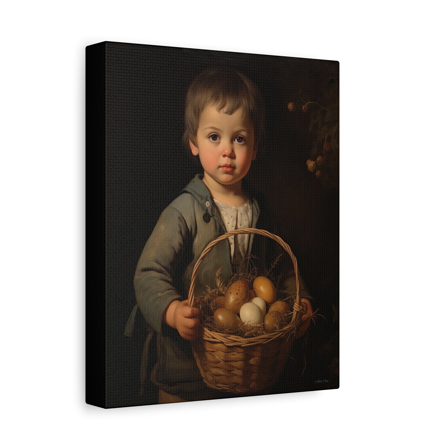 Charming Kid's Art Canvas - Vintage Style Bunny & Eggs Design for Home Decor
