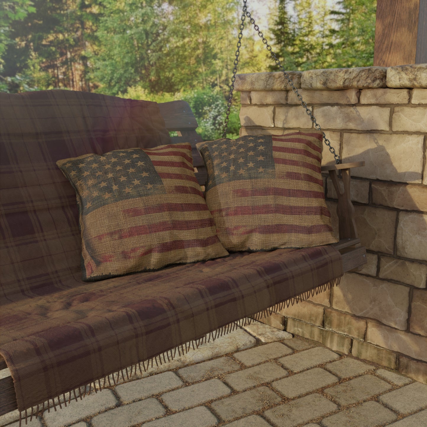 Flag Primitive Outdoor Pillows