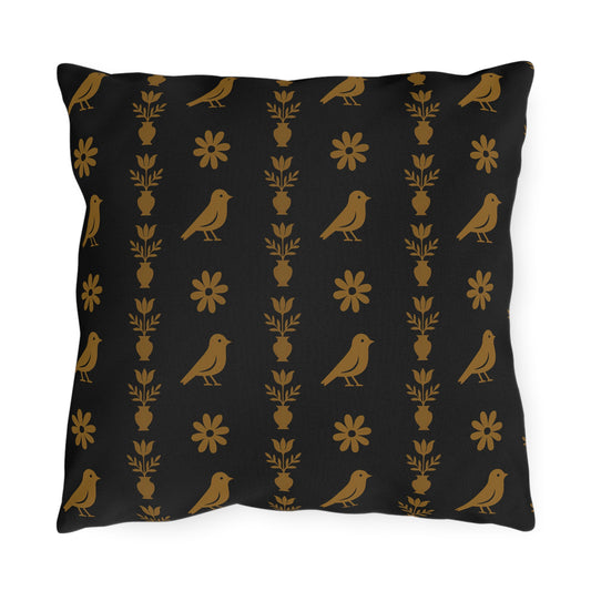Stylish Outdoor Pillow, Boho Decor, Garden Cushion, Bird Print Pillow, Patio Cushions, Home Decor Accent
