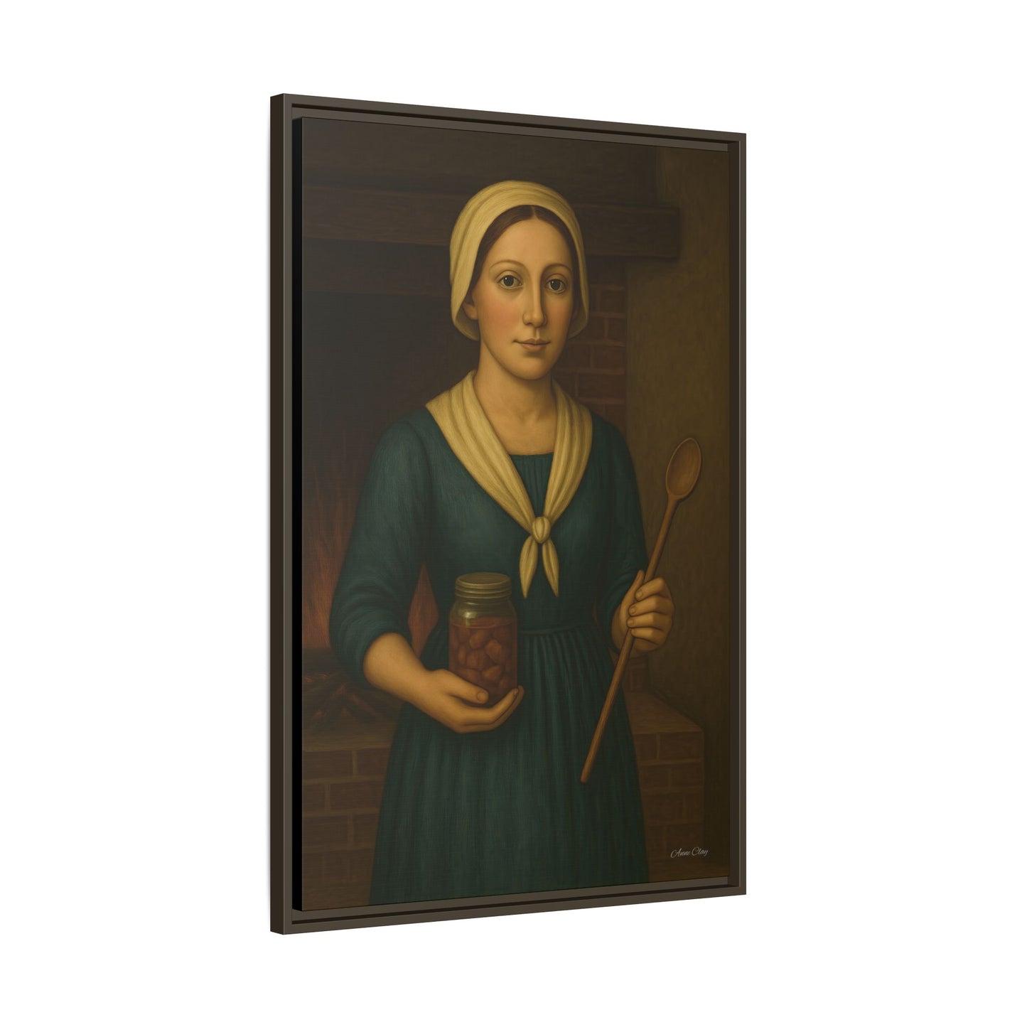 Framed Matte Canvas: Rustic Canning Vintage Homemaker Portrait - Rustic Kitchen Wall Art