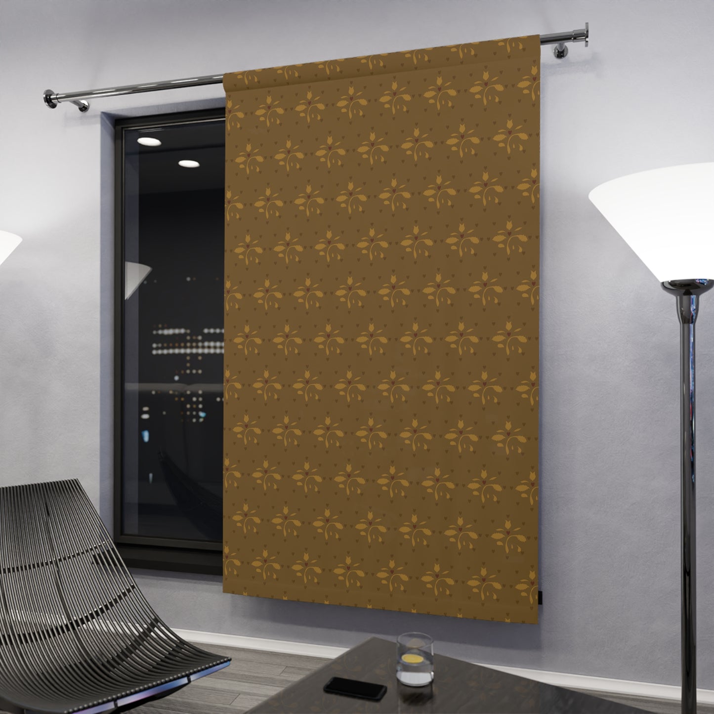 Medium Pattern Leaves and Hearts Stencil Window Curtains (1 Piece)