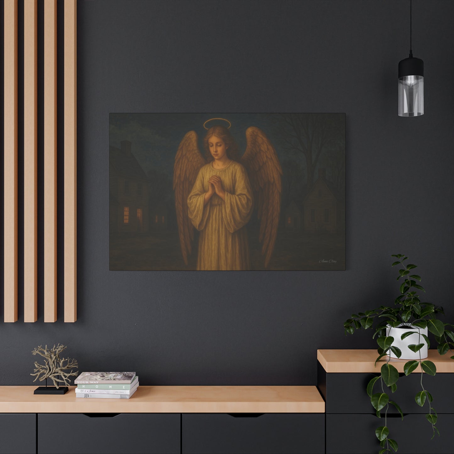 Angel Canvas Wall Art, Religious Home Decor, Spiritual Gift, Prayerful Angel Print, Serene Angel Artwork