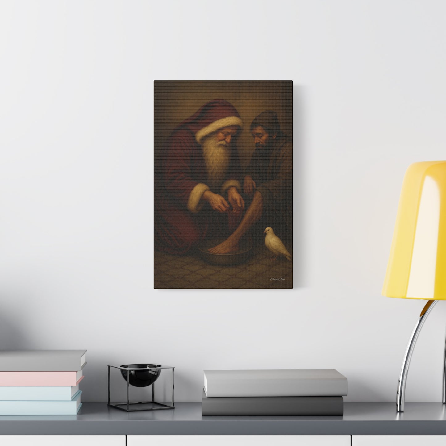 Servant Santa, Christmas, Spirit of Christmas Inspirational Canvas Art: Compassionate Santa & Suffering Figure