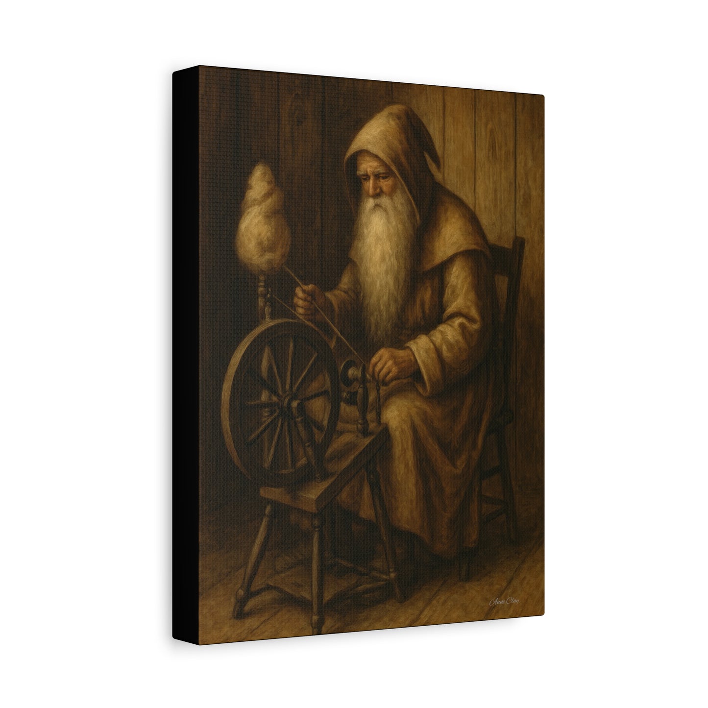 Artistic Wall Canvas: Spinning Yarn Scene