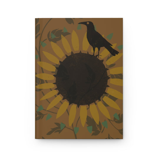 Sunflower and Crow Gold Stencil Hardcover Journal Matte
