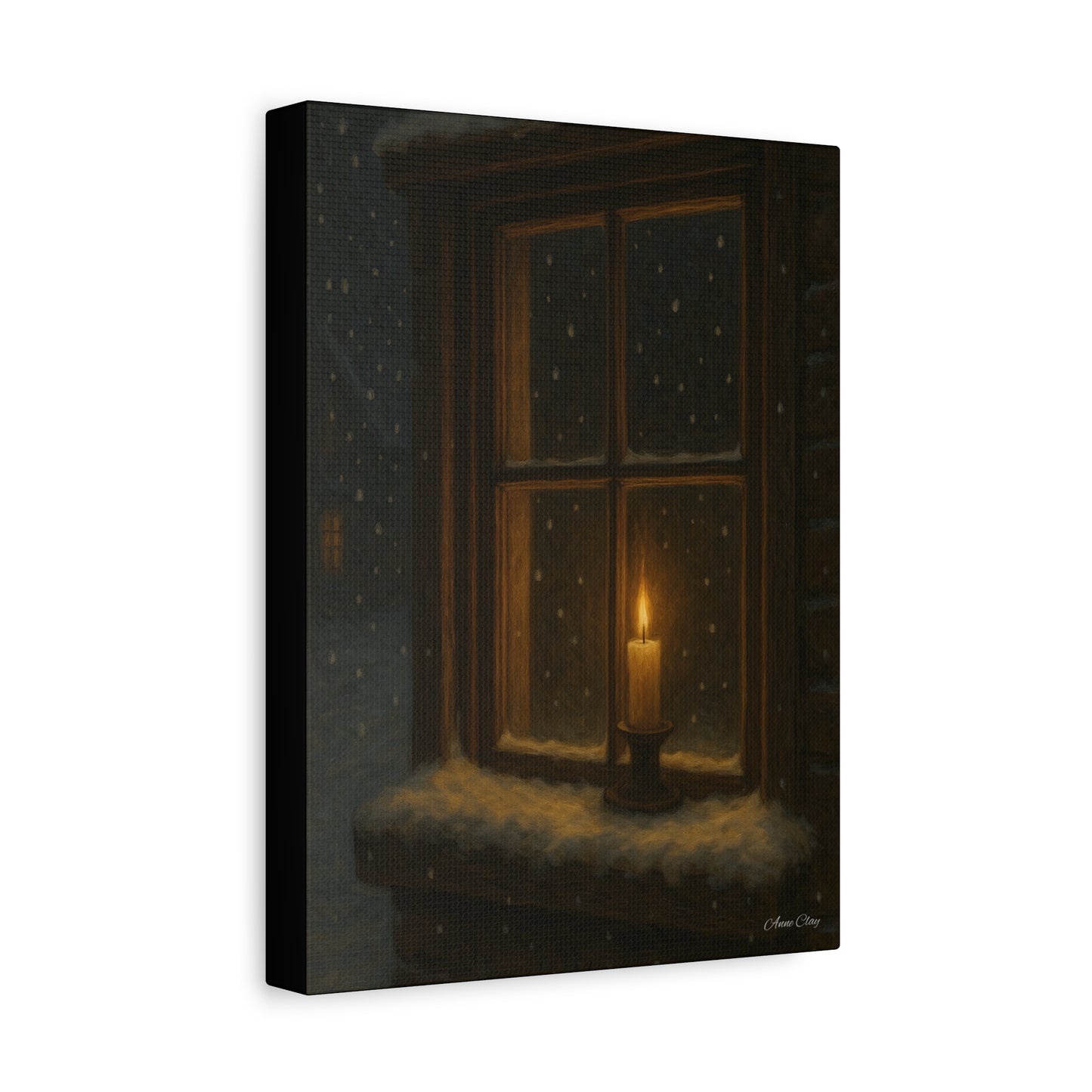 Light in the Darkness Candlelit Winter Scene Canvas Print Christmas, Holiday