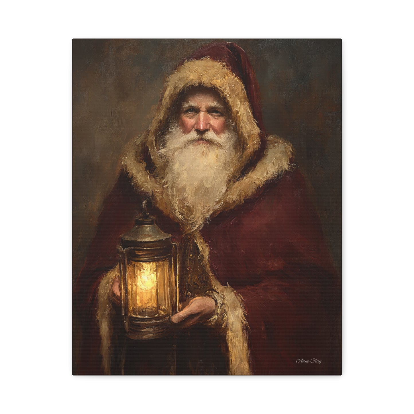 Firelight Santa Matte Canvas, Stretched, 1.25"