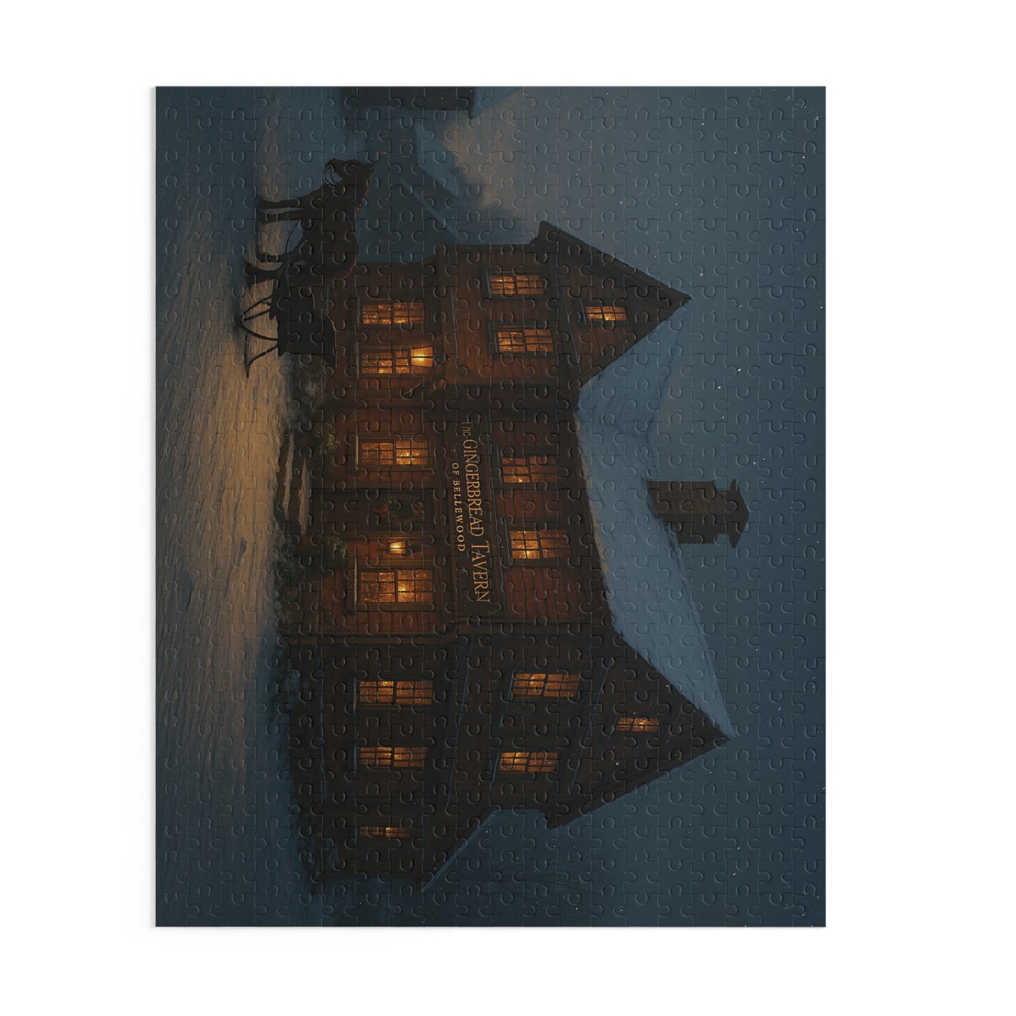 PUZZLE!!!! Cozy Snowy Tavern Puzzle — Warm-Lit Winter Evening Jigsaw (120/252/500 pcs)