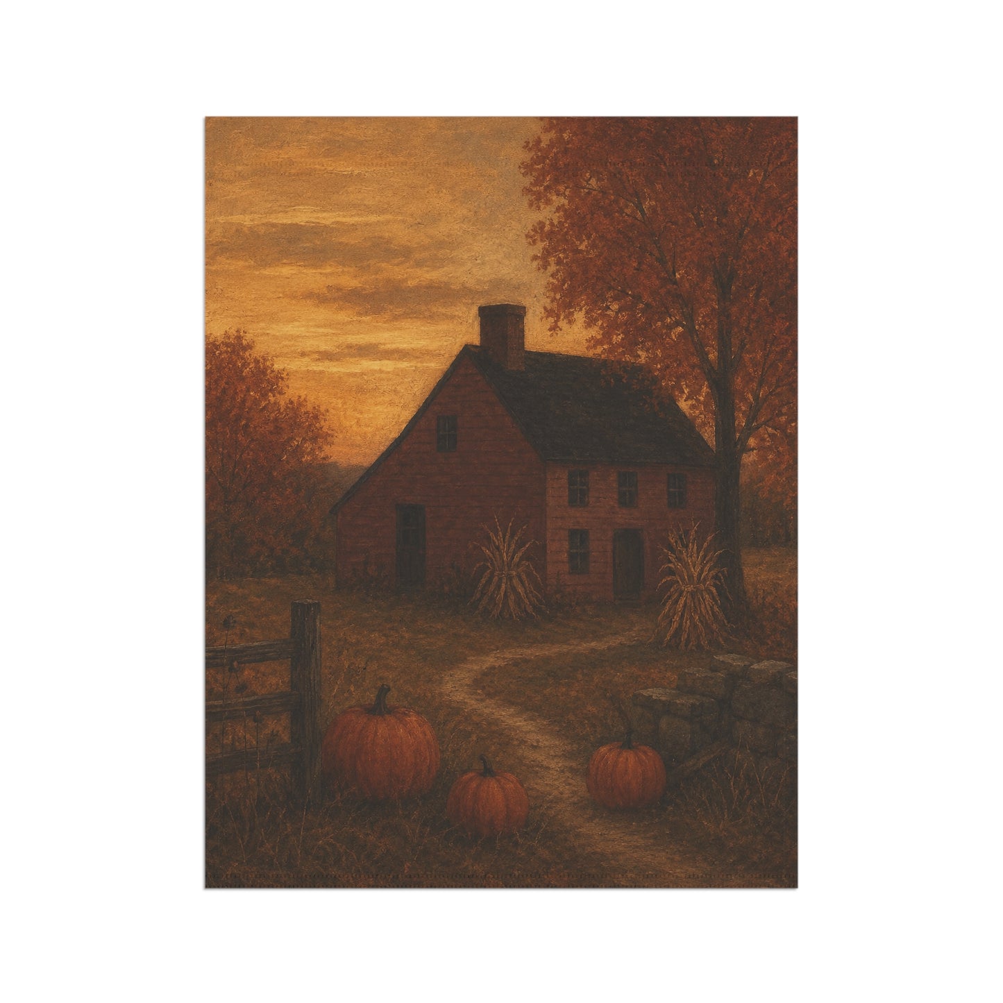 Autumn Farmhouse Garden Flag — Rustic Pumpkin House Fall Banner