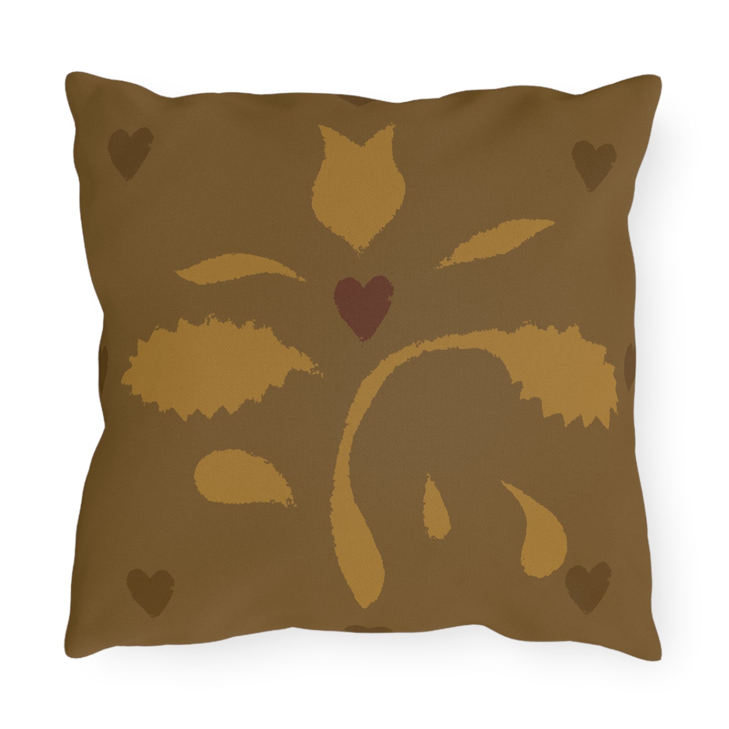 Leaves and Hearts Stencil Outdoor Pillows