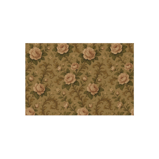 Vintage Floral Outdoor Rug, Boho Patio Mat, Garden Floor Decor, Rustic Outdoor Carpet, Perfect for Picnics & BBQs