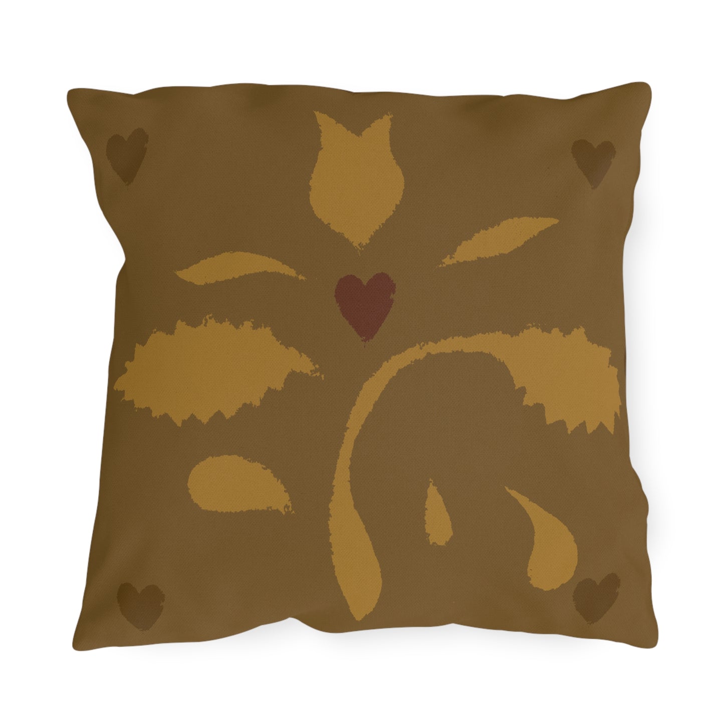 Leaves and Hearts Stencil Outdoor Pillows