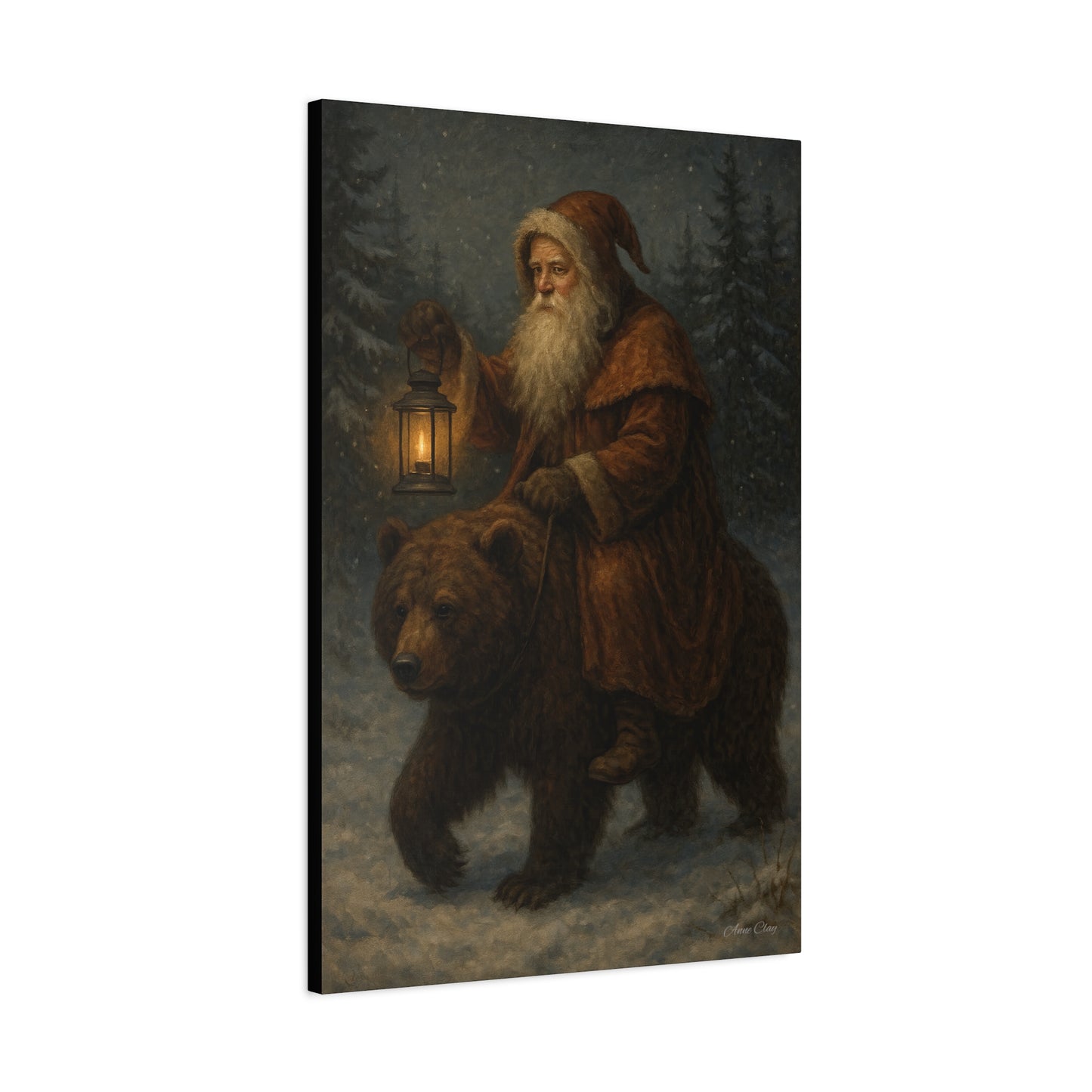 Vintage Santa Bear Canvas Wall Art