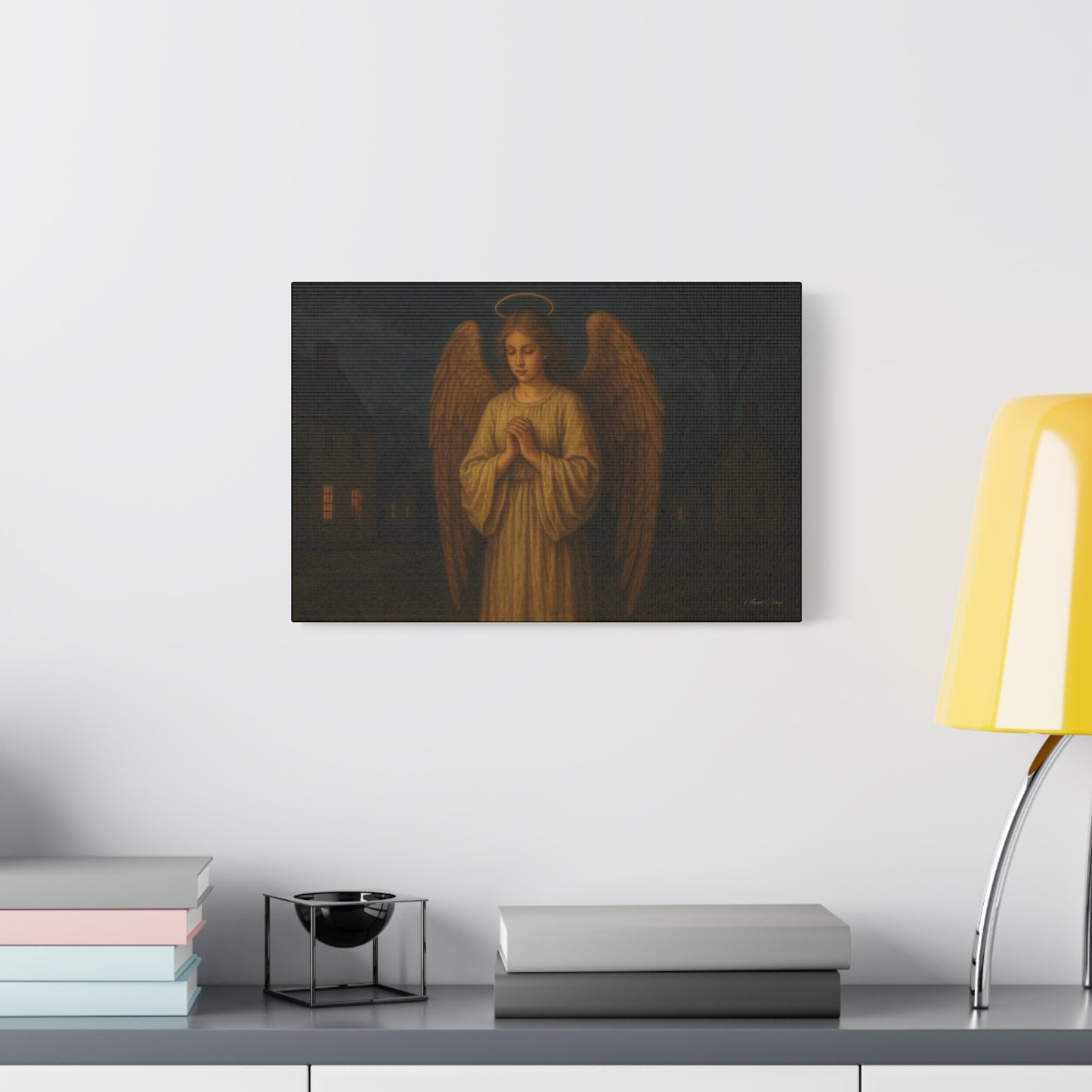 Angel Canvas Wall Art, Religious Home Decor, Spiritual Gift, Prayerful Angel Print, Serene Angel Artwork