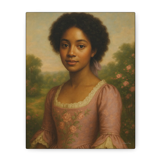 Elegant Portrait Canvas Art for Home Decor, Black Woman Artwork, Floral Wall Art, Vintage Style Painting, Gift for Art Lovers