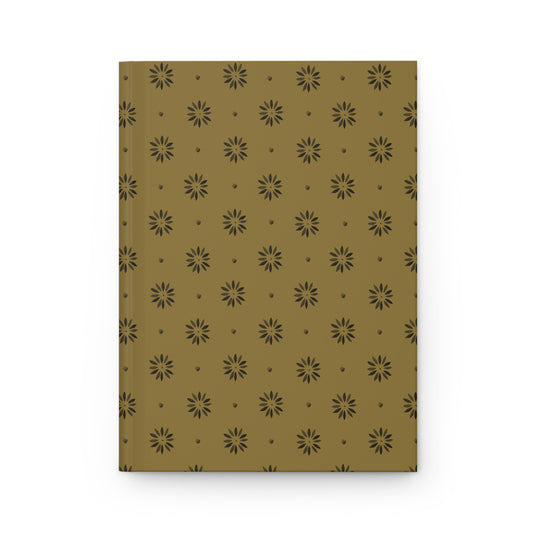 Black Petal Stencil on Mustard Hardcover Journal Matte