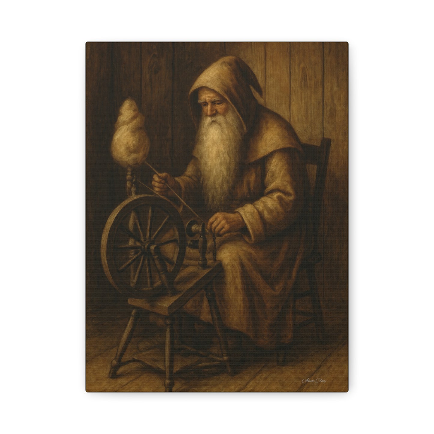 Artistic Wall Canvas: Spinning Yarn Scene