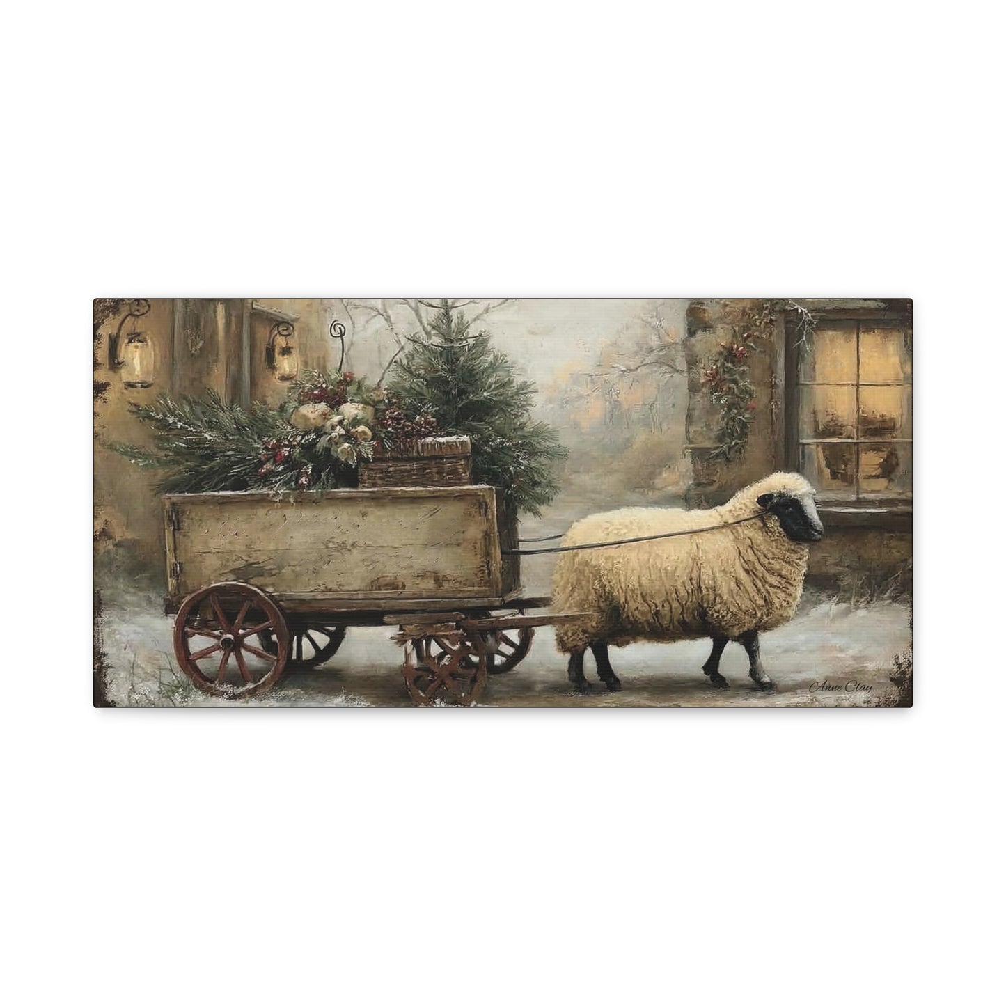 Rustic Sheep Canvas Wall Art