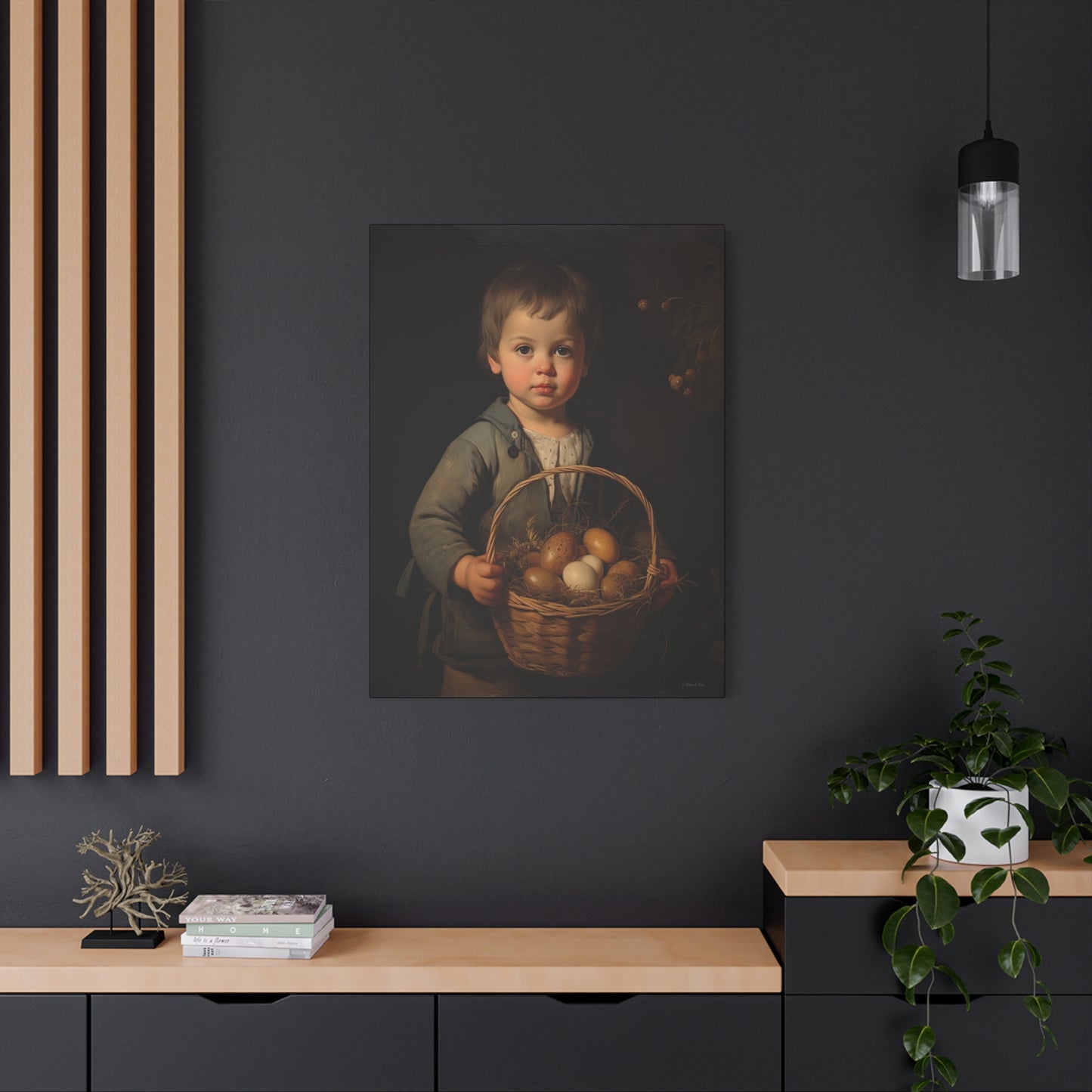 Charming Kid's Art Canvas - Vintage Style Bunny & Eggs Design for Home Decor