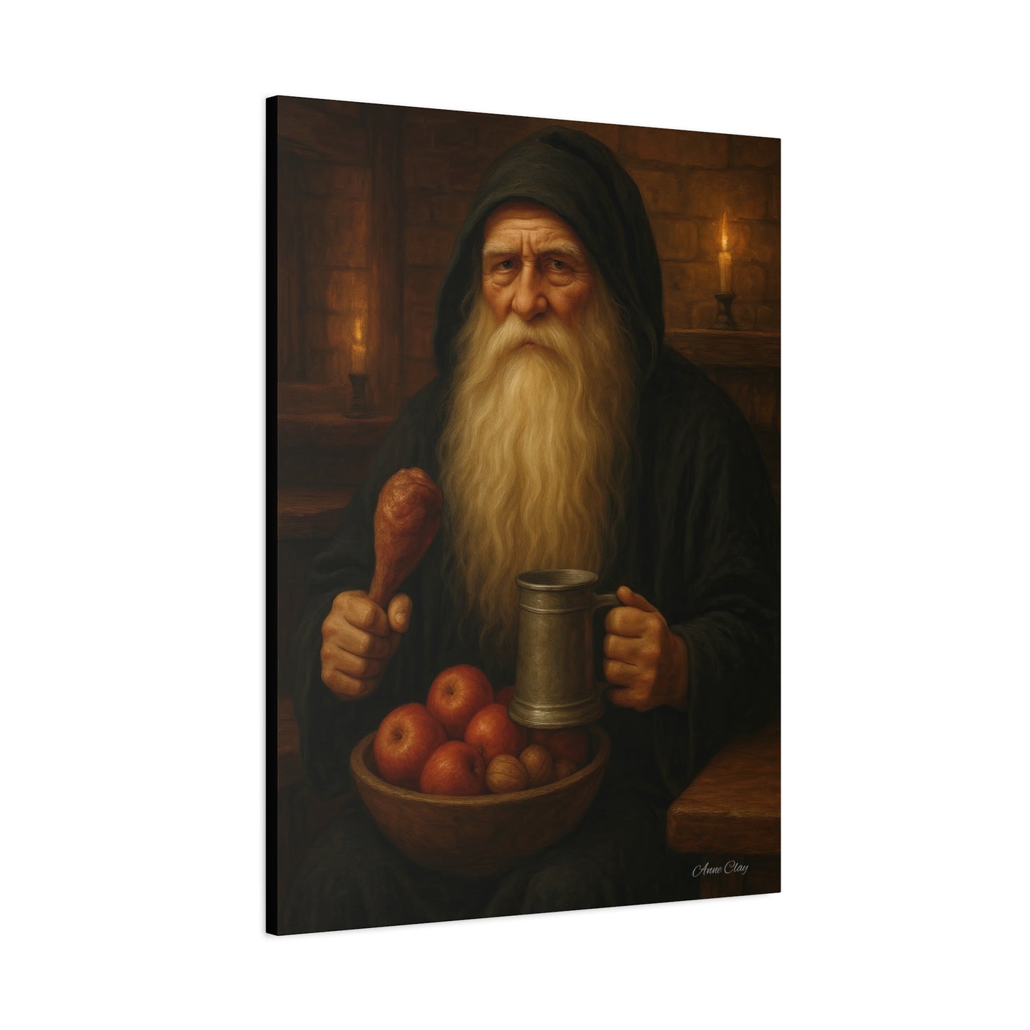 Rustic Canvas Wall Art: Wise Man with Feast