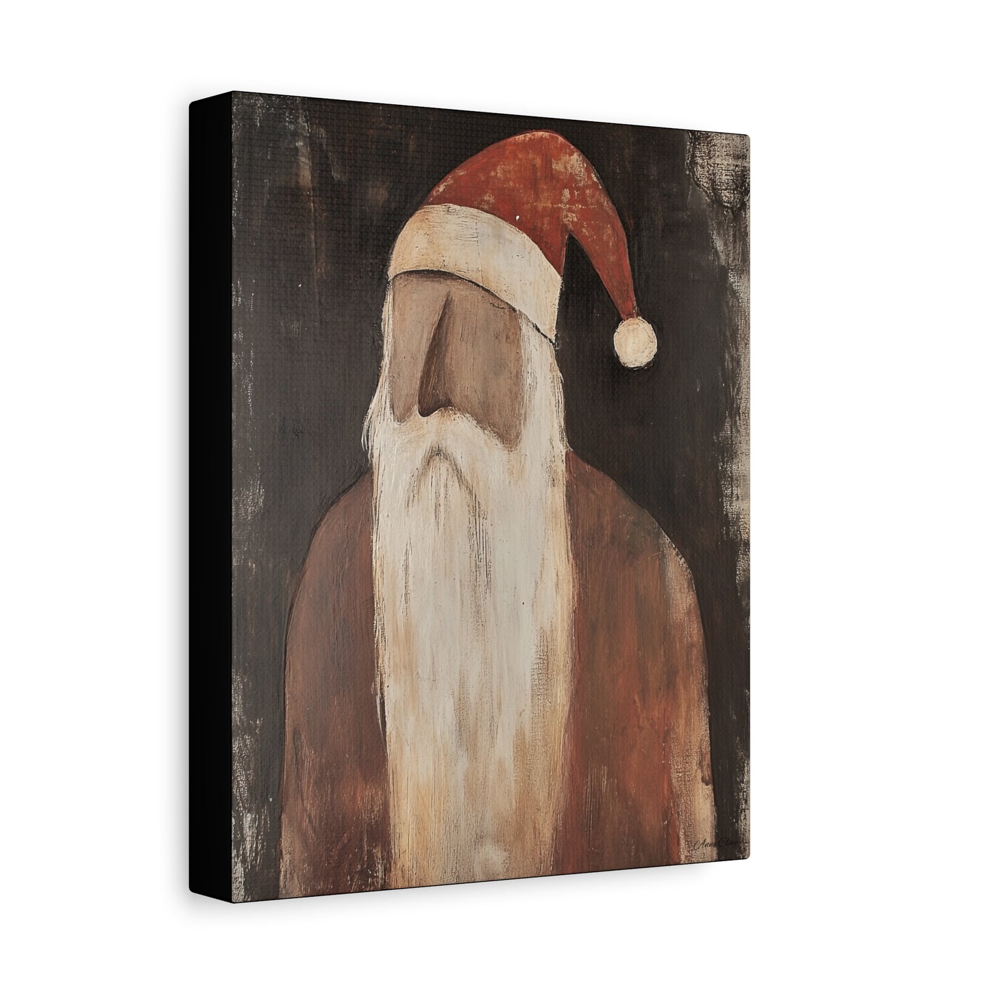 Primitive Impressionist Santa Matte Canvas, Stretched, 1.25"