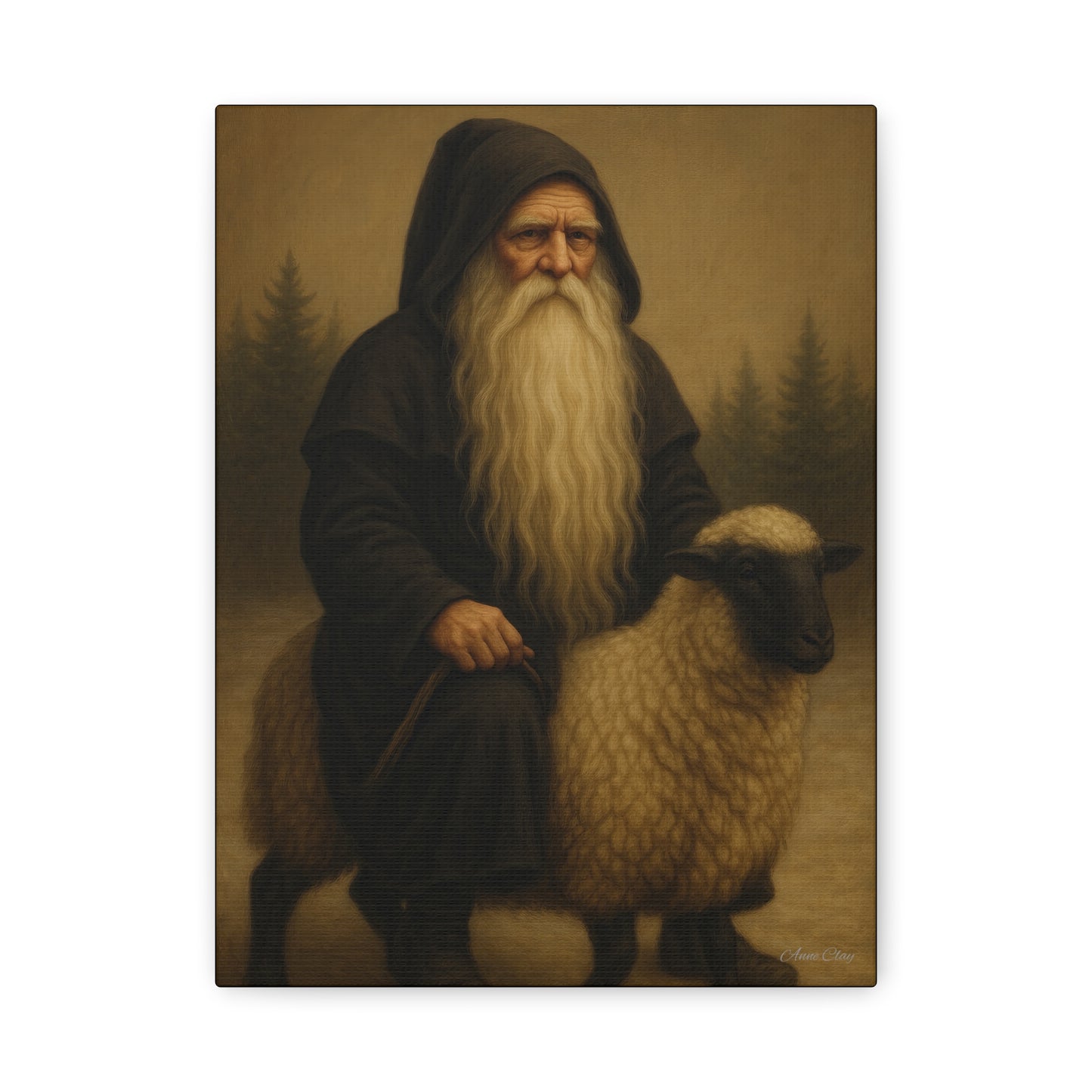 Elderly Shepherd Canvas Wall Art