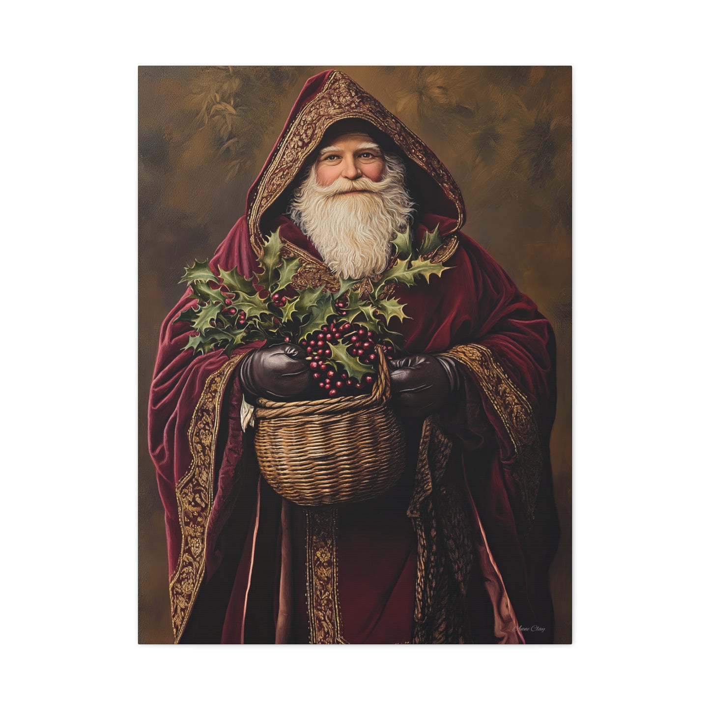 Burgundy Berry Santa Matte Canvas, Stretched, 1.25"