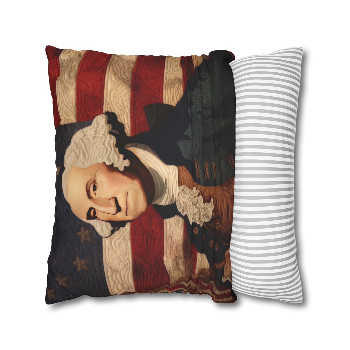 Faux Quilted George Washington Square Poly Canvas Pillowcase
