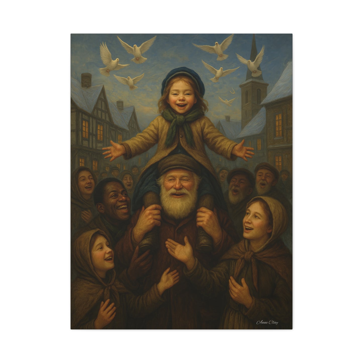Spirit of Christmas Uplifting, Inspirational Holiday Christmas, Helping Those in Need-Themed Canvas Wall Art