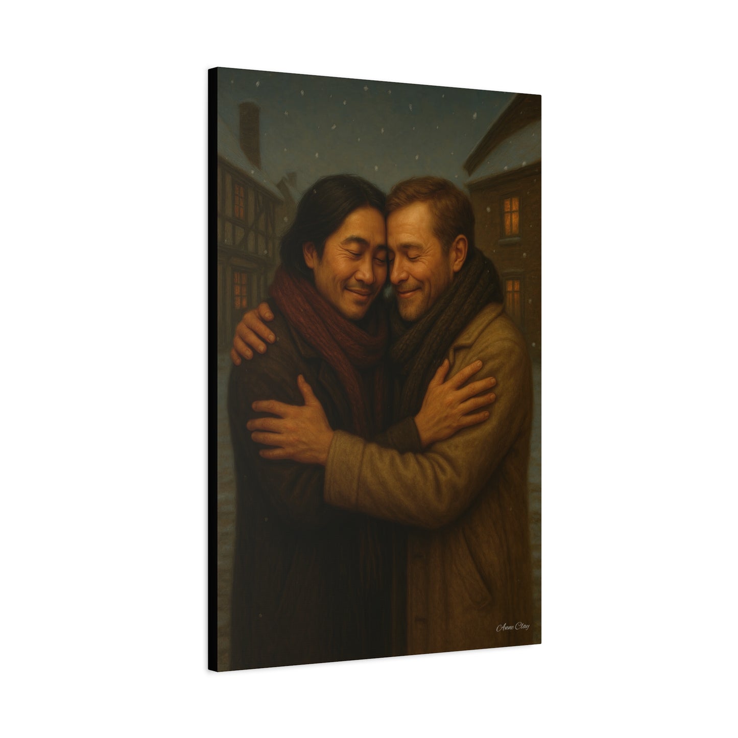 Spirit of Christmas, Brotherly Love Warm Embrace Canvas Art