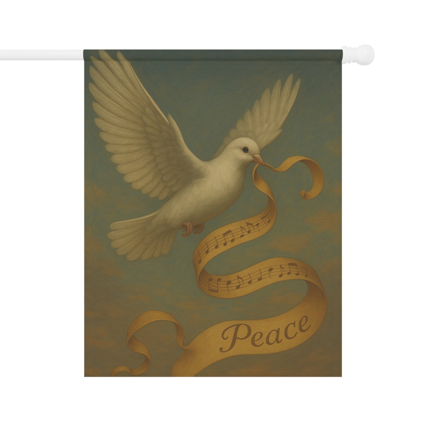 Peaceful Garden Banner with Dove and Musical Ribbon