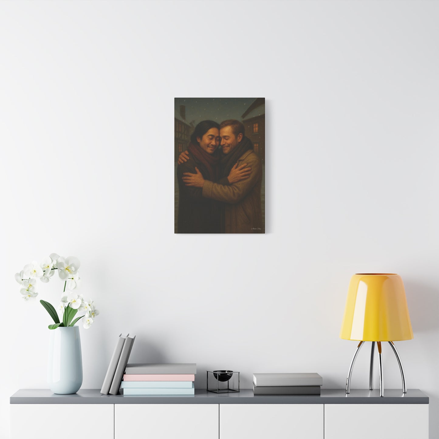Spirit of Christmas, Brotherly Love Warm Embrace Canvas Art