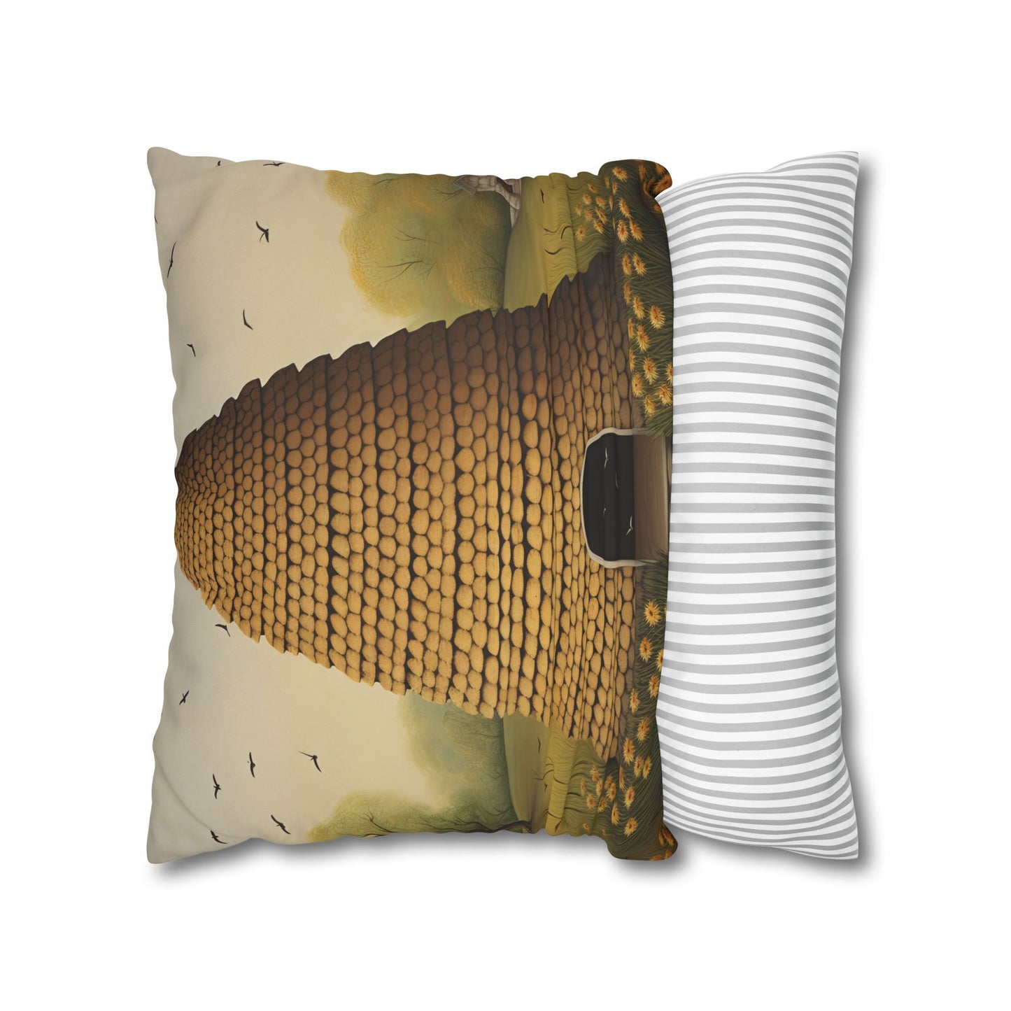 Beehive Art Pillowcase, Cozy Home Decor, Gift for Nature Lovers, Farmhouse Cushions, Eco-Friendly Pillow Cover, Boho Throw Pillow