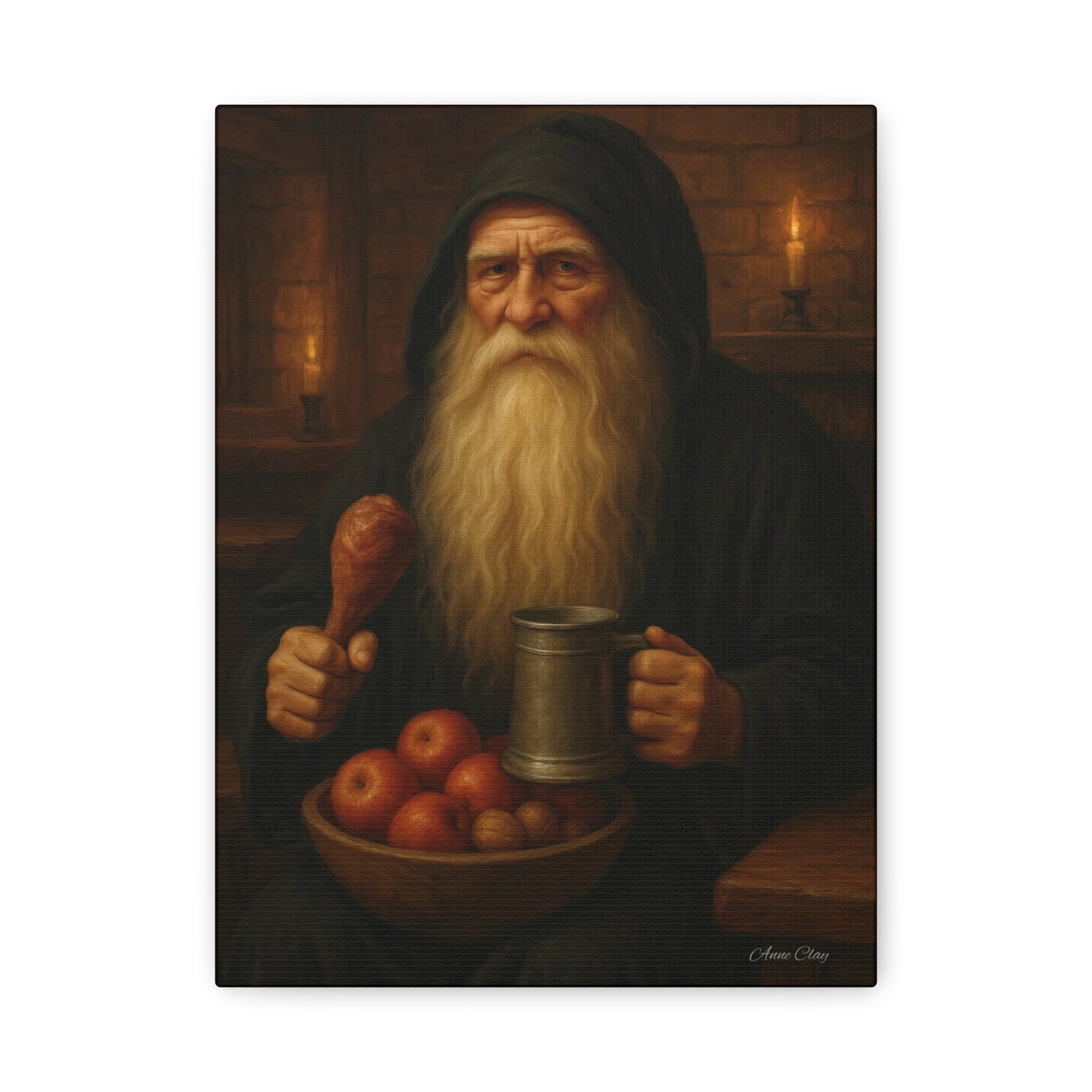 Rustic Canvas Wall Art: Wise Man with Feast