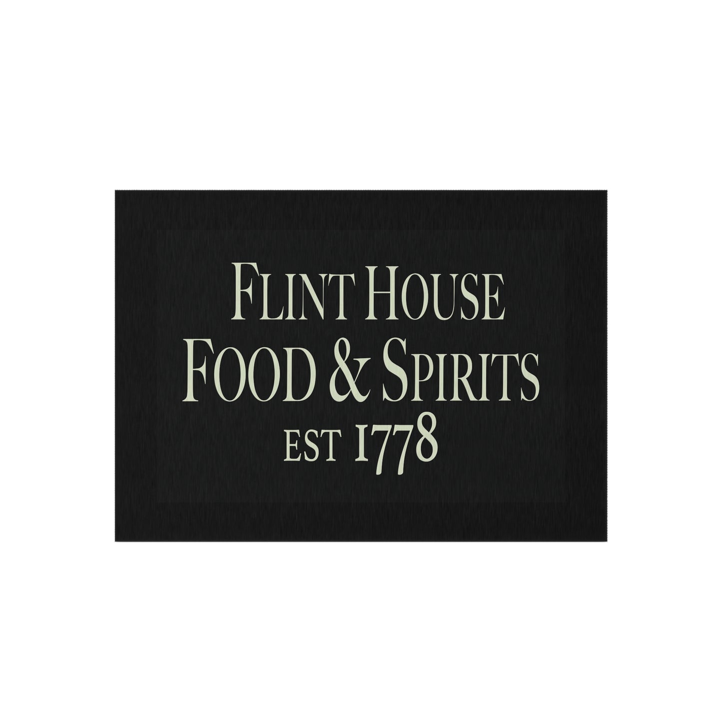 Elegant Outdoor Rug for Patios and Porches - 'Flint House Food & Spirits' Design